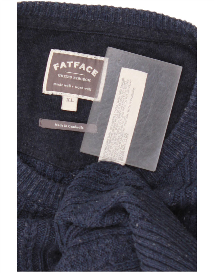 Męski sweter z dekoltem w łódkę FAT FACE XL, granatowy, bawełniany w cętki