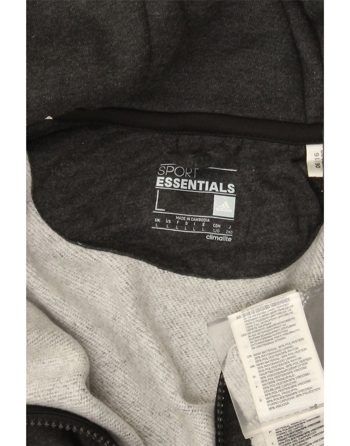 Adidas Męski sweter z kapturem i zamkiem błyskawicznym, duży, szary poliester