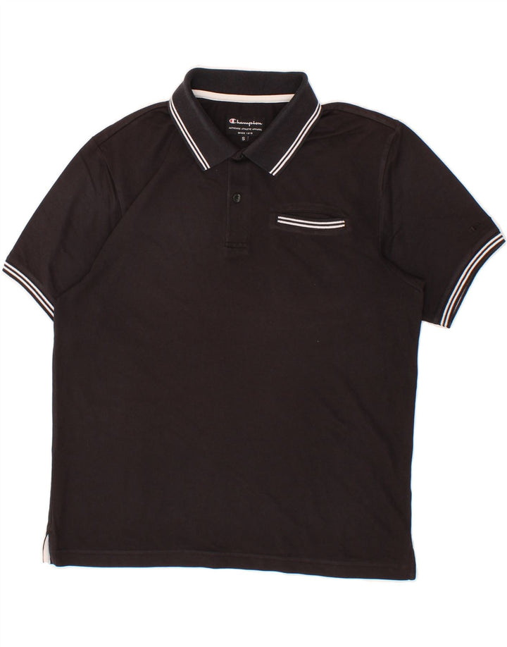 CHAMPION Mens Polo Shirt Small Black Cotton Vintage Champion and Second-Hand Champion from Messina Hembry 