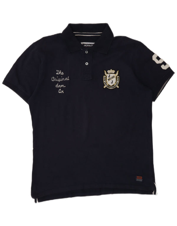 Męska koszulka polo Jack & Jones z grafiką XL, granatowa, bawełniana