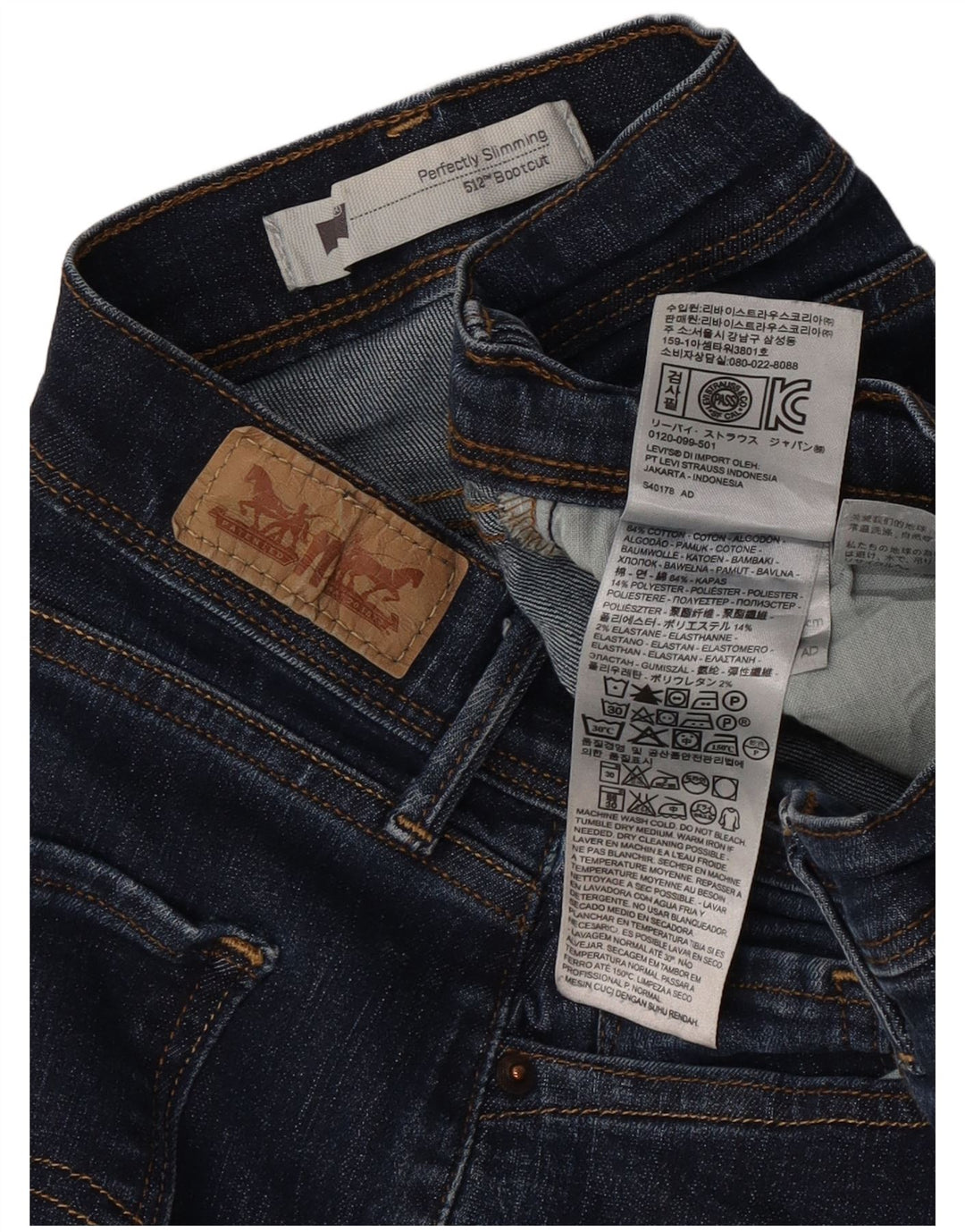 Damskie jeansy Levi's 512 Idealnie wyszczuplające Bootcut W32 L34 Granatowa bawełna