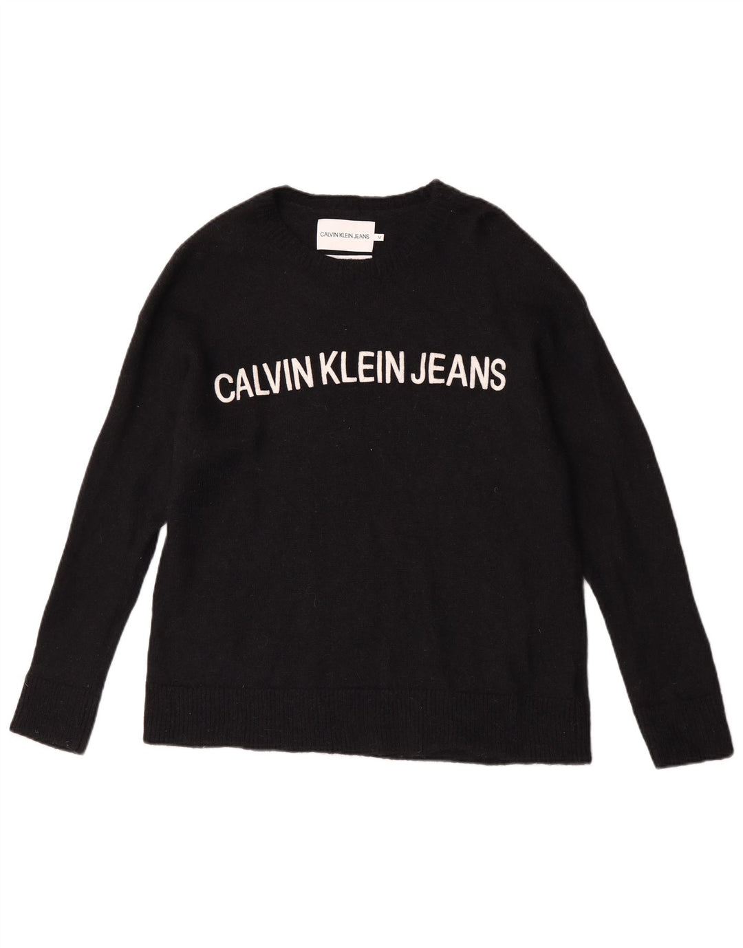 Męski sweter Calvin Klein Jeans z graficznym dekoltem w łódkę, średni czarny