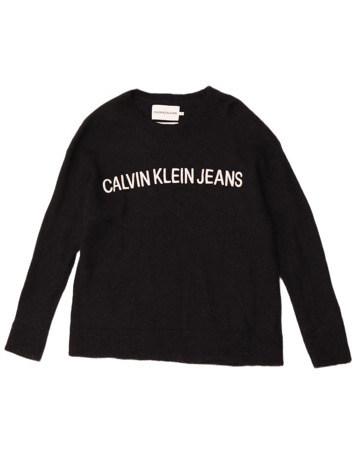 Męski sweter Calvin Klein Jeans z graficznym dekoltem w łódkę, średni czarny