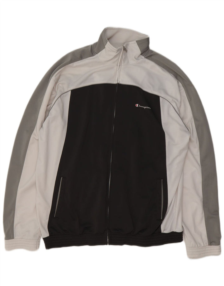 Męska kurtka dresowa Champion 2XL Czarny poliester z blokami kolorów