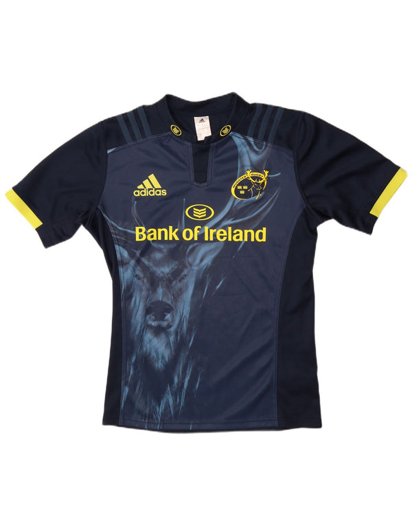 Adidas Mens Munster Rugby Graphic T-Shirt Top Large Navy Blue Colourblock