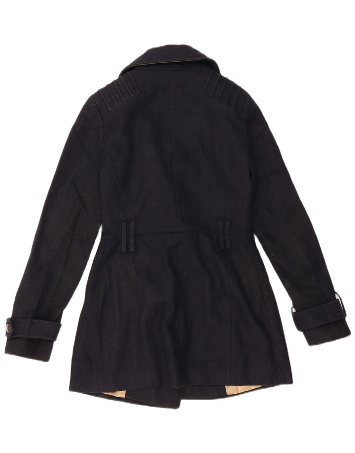 TOPSHOP damski płaszcz grochowy UK 6 XS granatowy wełniany