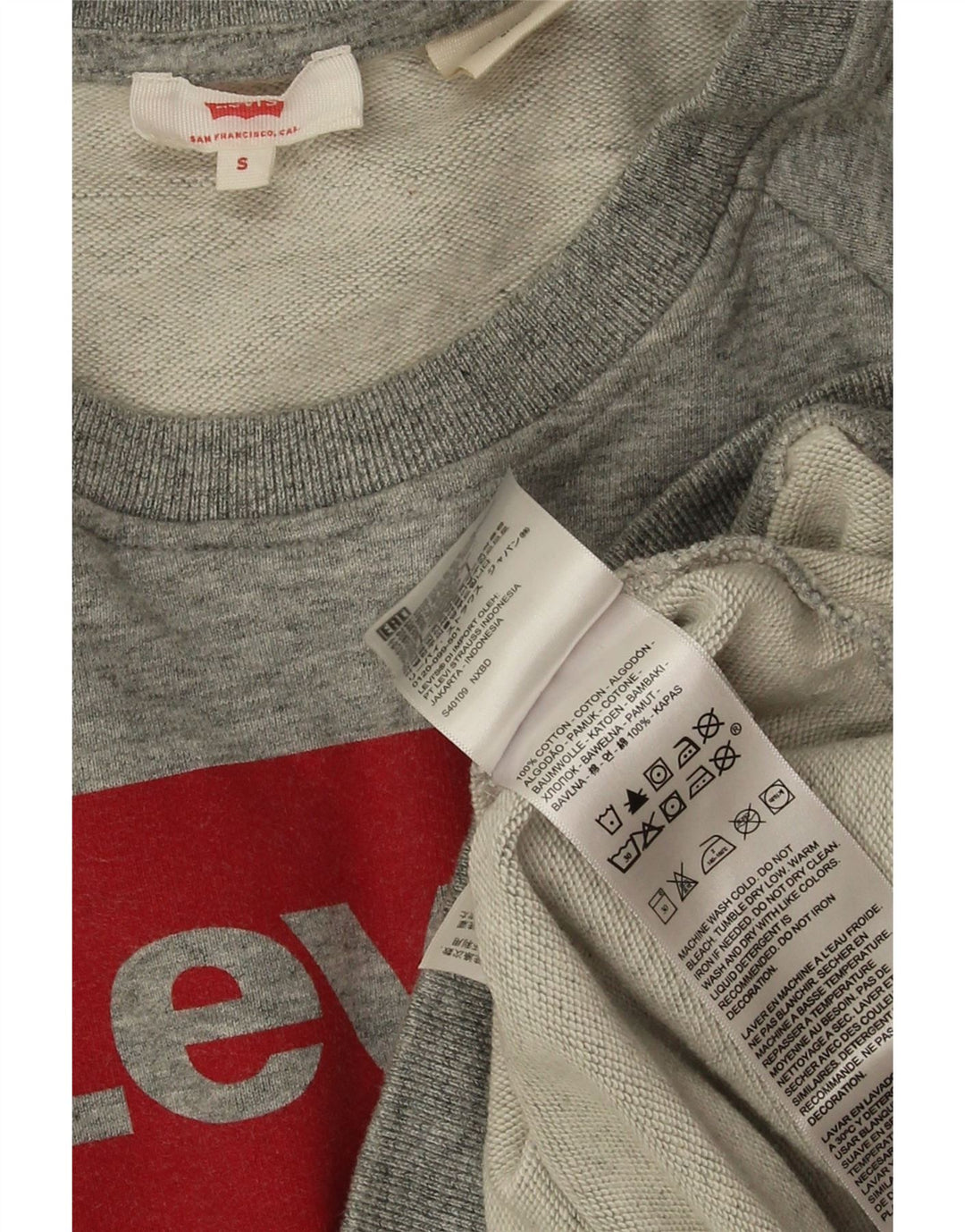Damski sweter oversize Levi's z grafiką UK 10, mały, szary, bawełniany