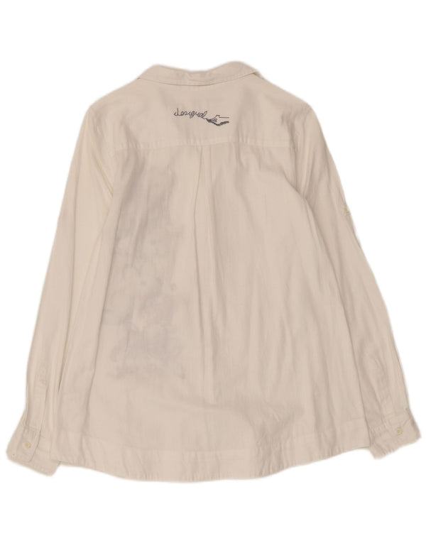 Damska koszula graficzna DESIGUAL UK 10 Mała, biała, bawełniana w kwiaty