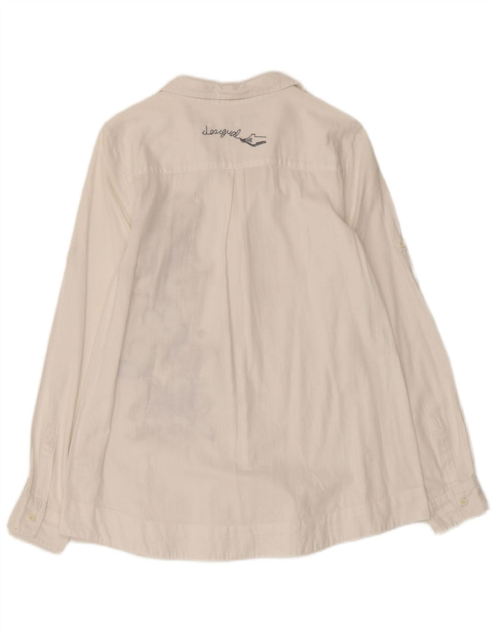 Damska koszula graficzna DESIGUAL UK 10 Mała, biała, bawełniana w kwiaty