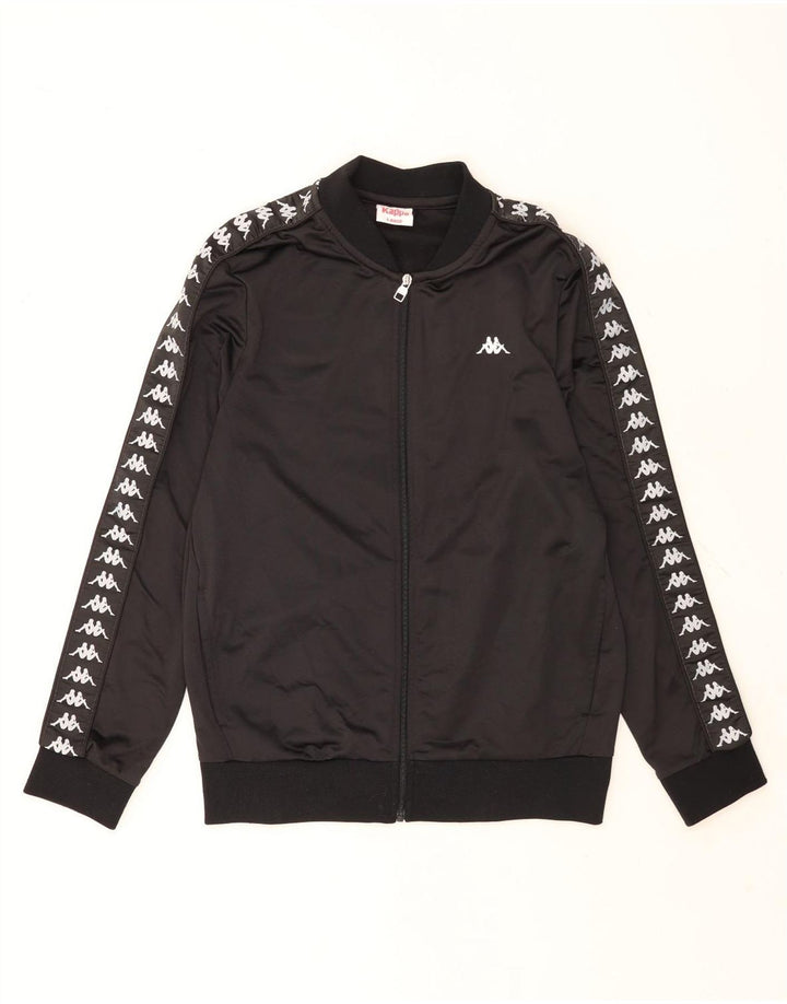 Męska kurtka dresowa Kappa z grafiką, duża, czarna, poliestrowa