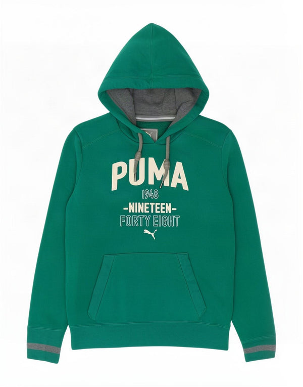 Męski sweter z kapturem Puma z grafiką, mały, zielony, bawełniany