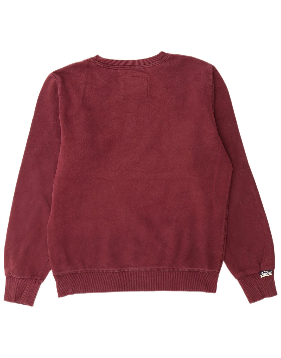 Męski sweter z grafiką Superdry, duży, bordowy, bawełniany