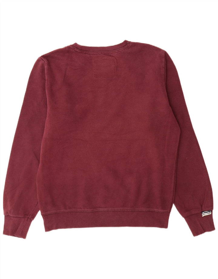 Męski sweter z grafiką Superdry, duży, bordowy, bawełniany
