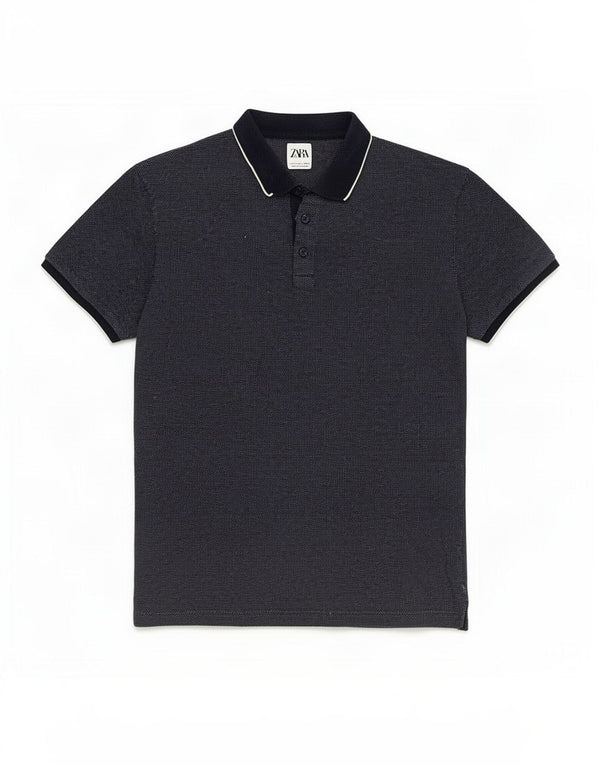 Męska koszulka polo Zara, duża, granatowa, nakrapiana
