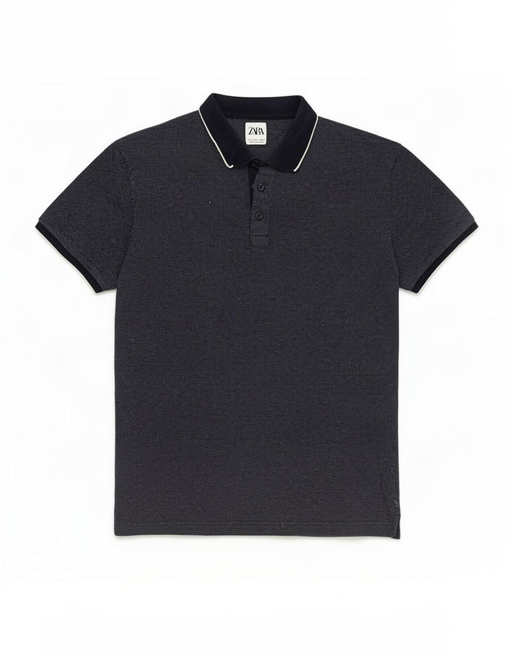 Męska koszulka polo Zara, duża, granatowa, nakrapiana