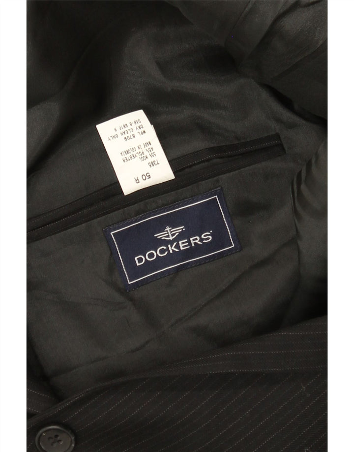 Męska marynarka zapinana na 2 guziki Dockers IT 50, duża, czarna wełna w prążki