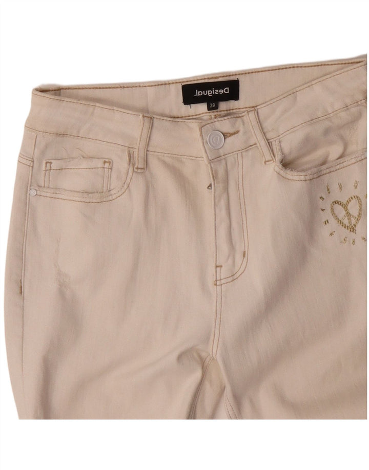 DESIGUAL Damskie jeansy slim W28 L27 z białej bawełny