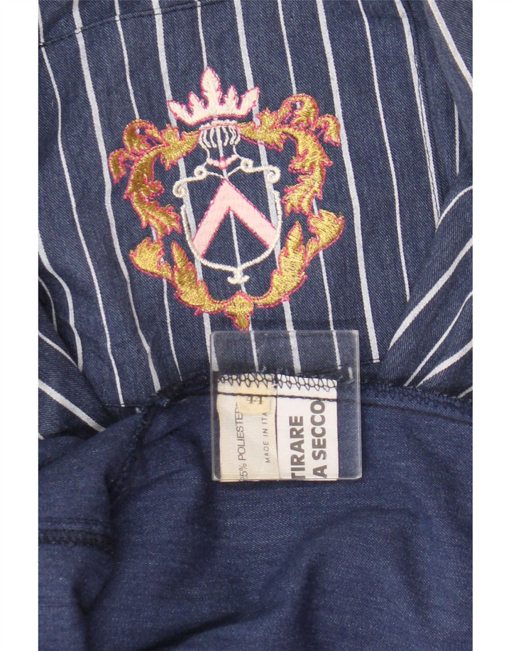 Vintage damska marynarka oversize o przedłużonym kroju IT 44 w średnie niebieskie paski