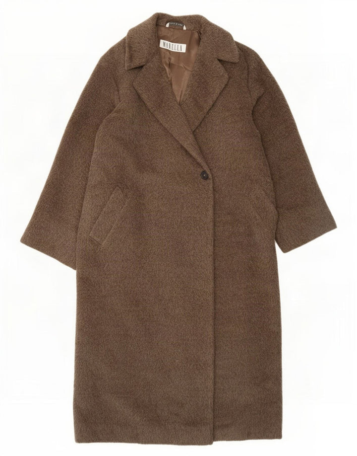 Marella Damski płaszcz oversize UK 10 Small Brown z dziewiczej wełny