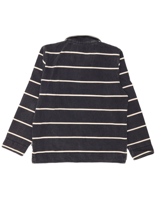 CREW CLOTHING Męski sweter zapinany na zamek, duży, granatowy w paski