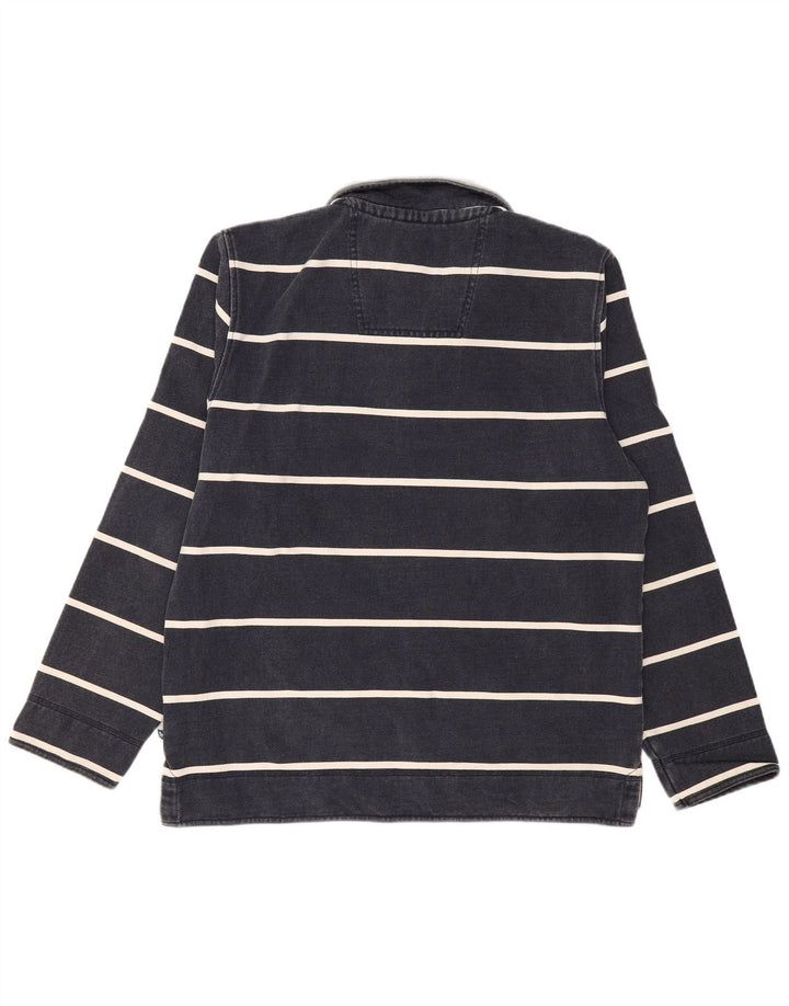 CREW CLOTHING Męski sweter zapinany na zamek, duży, granatowy w paski