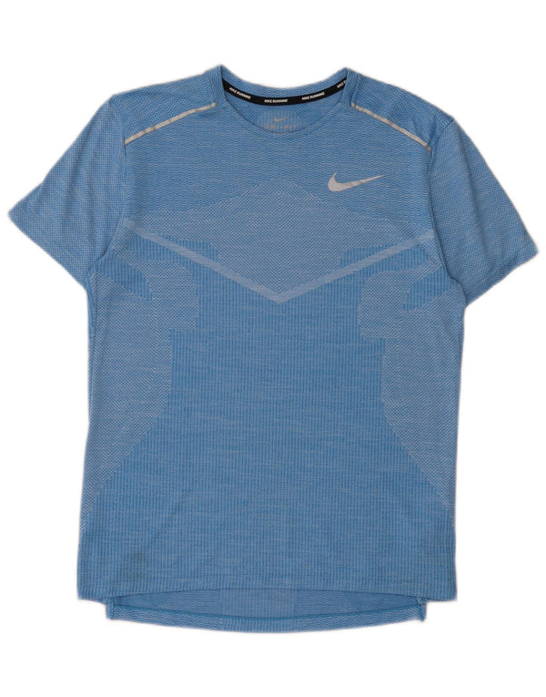 Męski T-shirt Nike Dri Fit Top, mały, niebieski, nakrapiany poliester