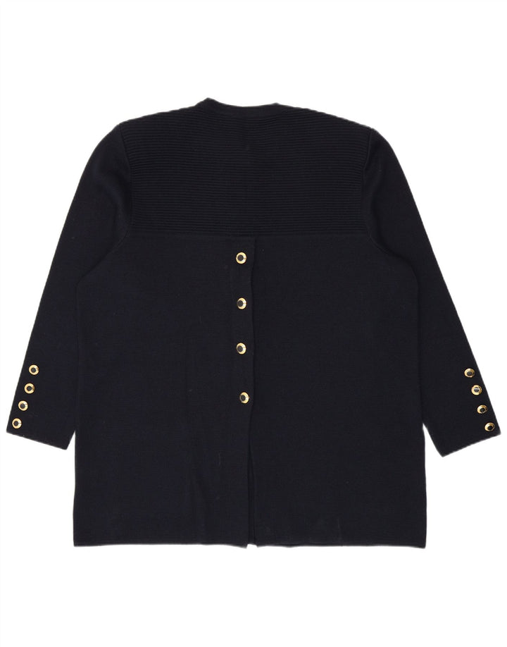 Vintage damski sweter oversize o przedłużonym fasonie IT 46, duży granatowy