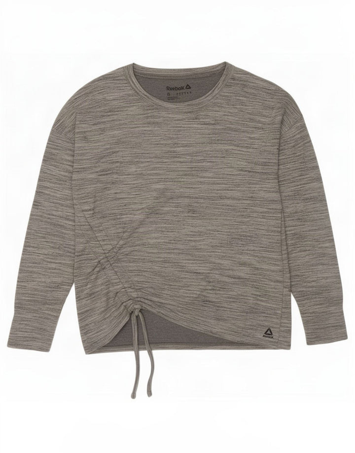 Damska koszulka oversize Reebok z długim rękawem, UK 10, mały, szary, nakrapiany poliester