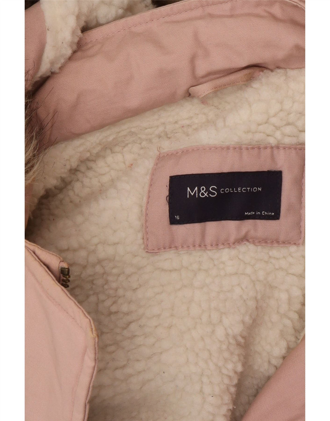 Marks & Spencer Damska kurtka typu parka z kapturem, oversize, UK 16, duży róż