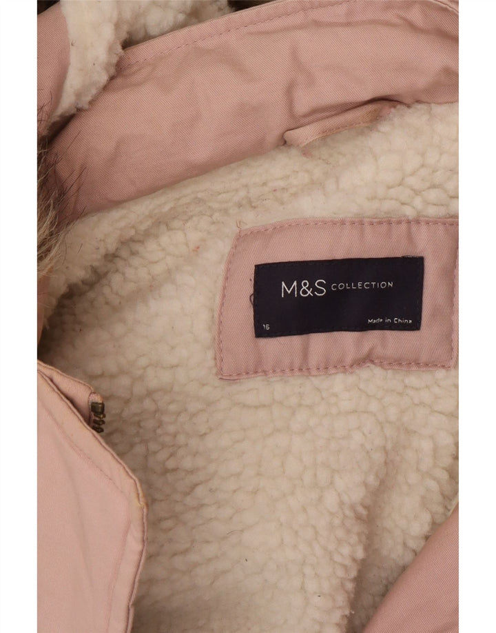 Marks & Spencer Damska kurtka typu parka z kapturem, oversize, UK 16, duży róż
