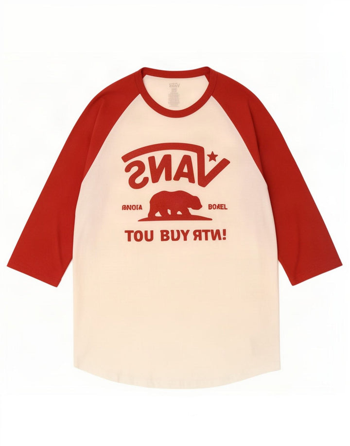 Damski top Vans z grafiką, rękawem 3/4, dużą białą bawełną w bloki kolorów