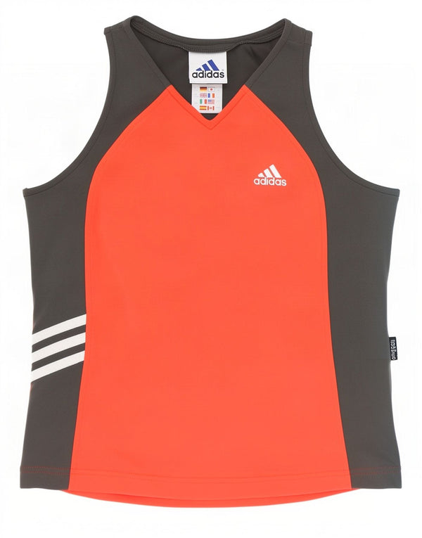 Adidas Dziewczęca Climalite Crop Vest Top 15-16 lat Szary poliamid z blokami kolorów