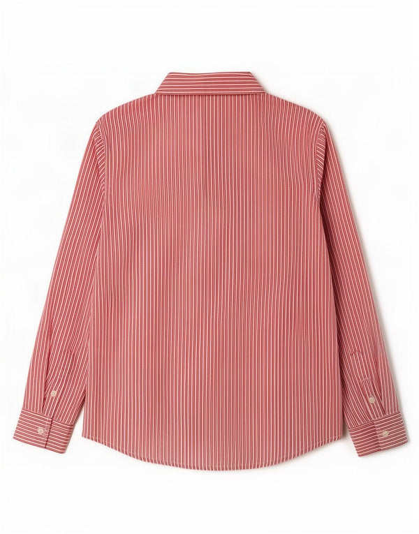 Benetton Womens Shirt UK 10 Small Red Striped Cotton
