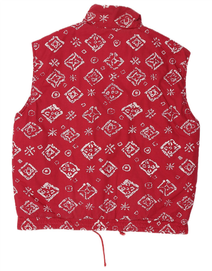 VINTAGE Mens Abstract Pattern Gilet UK 42 XL Red