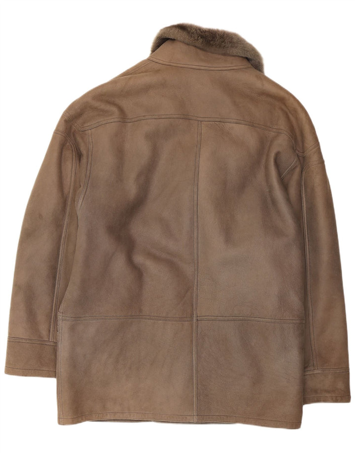 Vintage męska kurtka shearling IT 52 XL brązowa