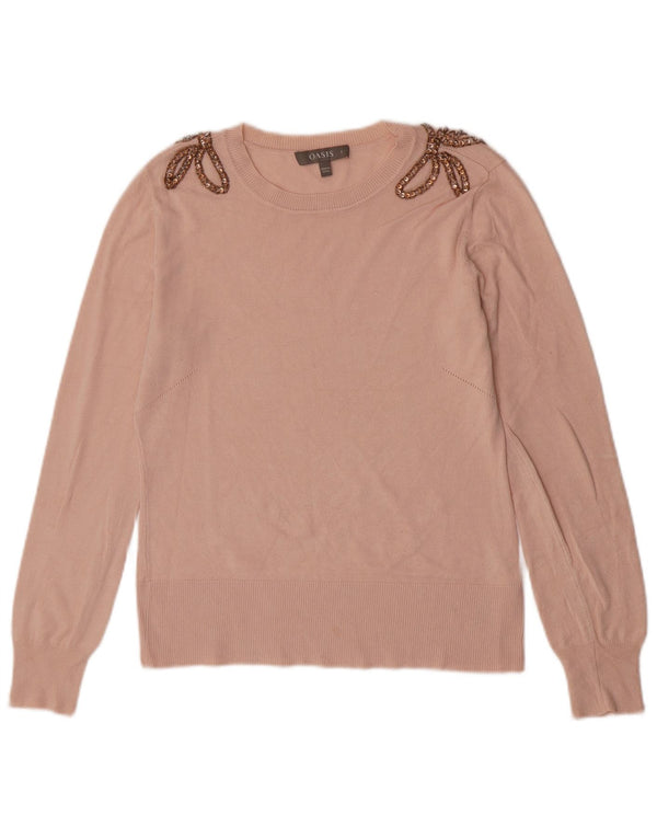 Damski sweter Oasis z dekoltem w łódkę UK 10 Small Pink Wiskoza