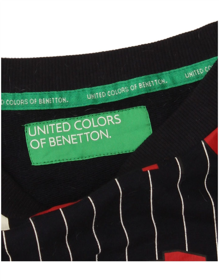 Damska bluza z grafiką Benetton UK 14 w średnie granatowe paski