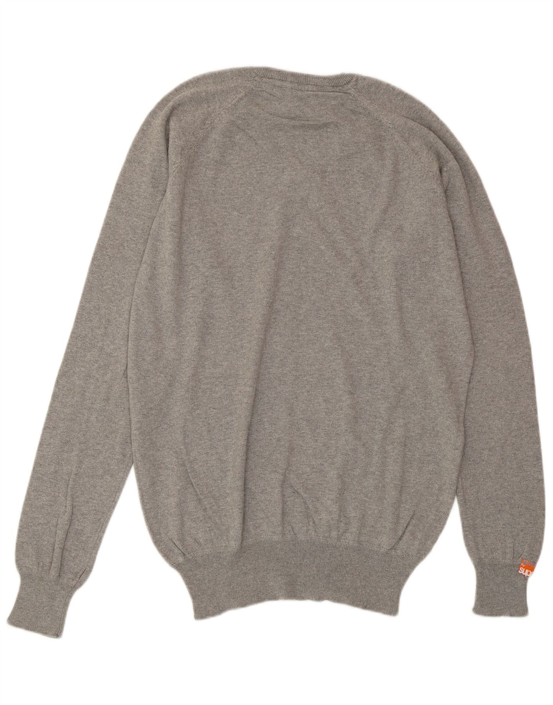 SUPERDRY Męski sweter z dekoltem w kształcie litery V, średnioszary, bawełniany