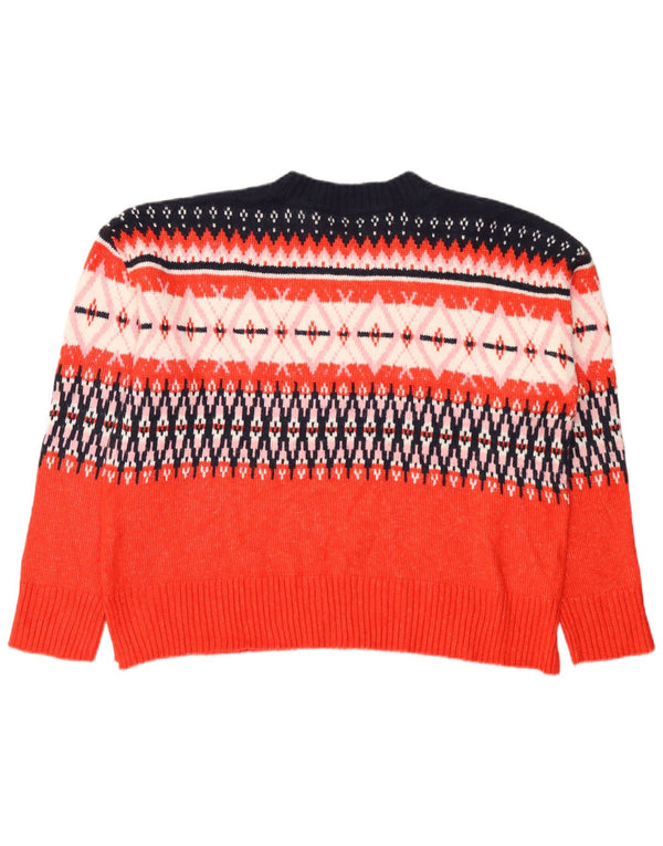 Marks & Spencer Damski sweter z okrągłym dekoltem UK 16 Large Red Fair Isle