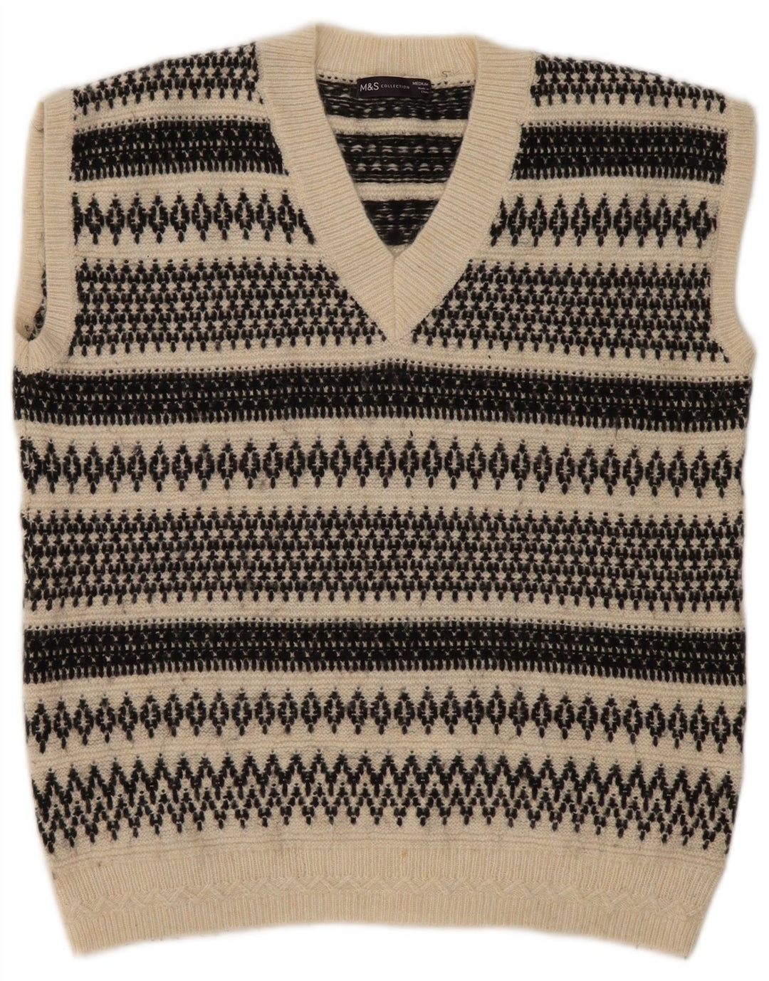 Marks & Spencer Męski podkoszulek z kamizelką, średni beż, akryl Fair Isle