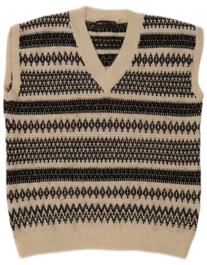 Marks & Spencer Męski podkoszulek z kamizelką, średni beż, akryl Fair Isle