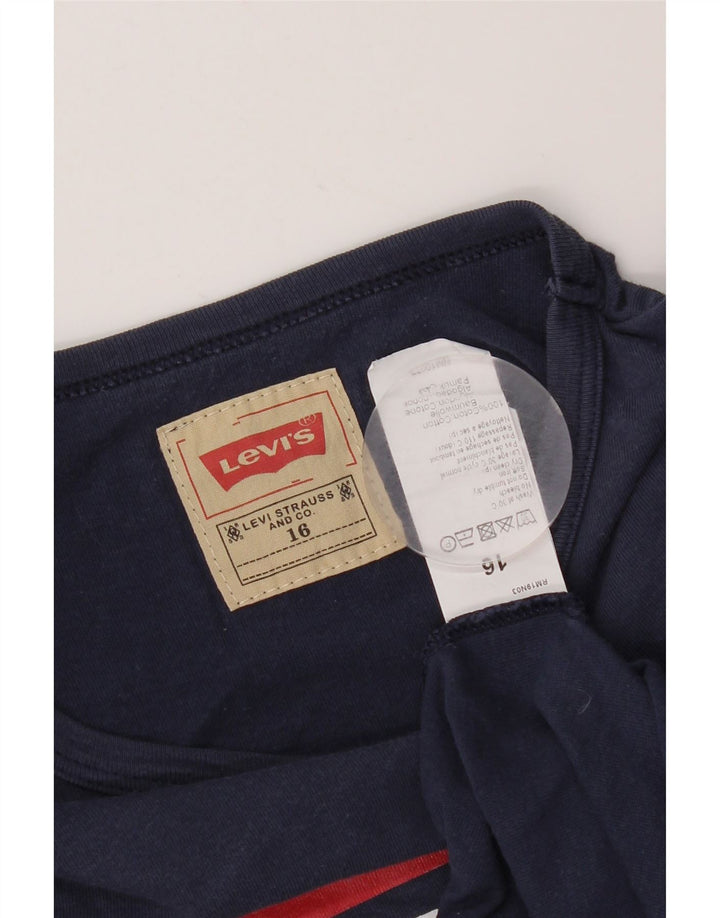 Chłopięcy top z grafiką LEVI'S z długim rękawem 15-16 lat, granatowy, z blokami kolorów