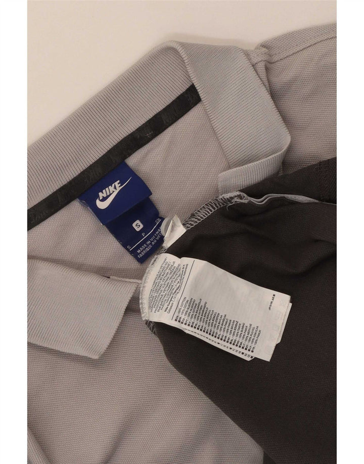 Męska koszulka polo Nike, mała, szara, bawełniana w bloki kolorów