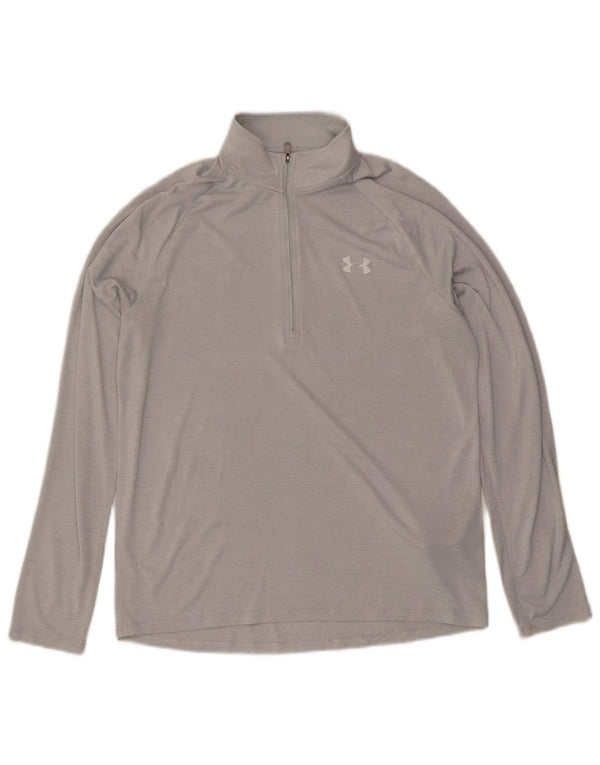 Under Armour Mens Zip Neck Loose Fit Top Long Sleeve Medium Grey Polyester