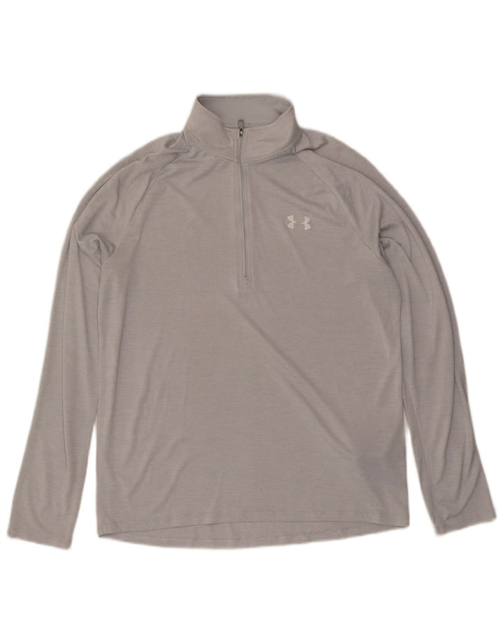 Męski top męski Under Armour z zamkiem błyskawicznym i długim rękawem, średnioszary, poliestrowy