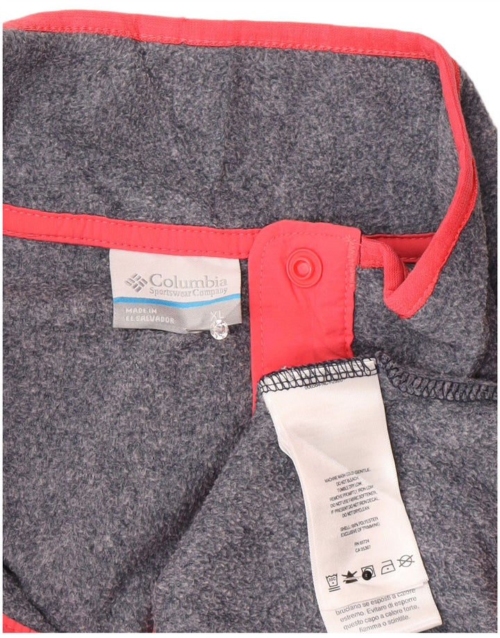 Damski sweter polarowy Columbia z guzikami pod szyją, UK 18 XL, szary poliester
