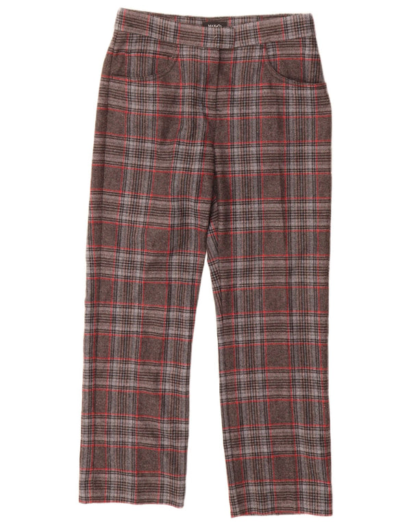 Proste spodnie damskie Max & Co. UK 8 Small W26 L30 Szara kratka