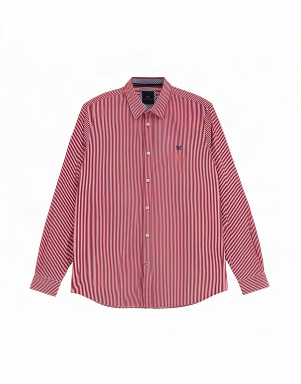 Crew Clothing Męska koszula o klasycznym kroju XL, czerwona, bawełniana w prążki