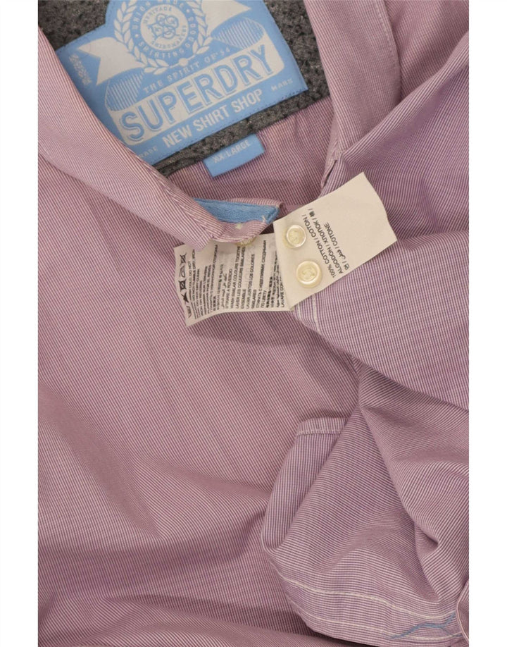 Koszula męska Superdry 2XL, różowa, bawełniana w prążki