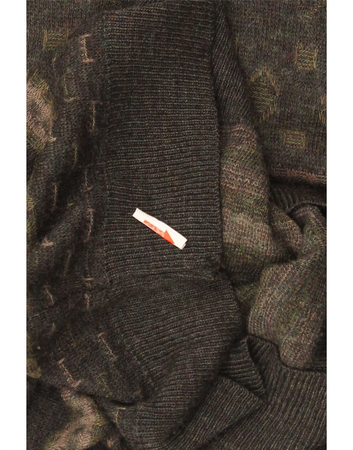 Męski sweter Rodes z okrągłym dekoltem, średni khaki, wełna Fair Isle